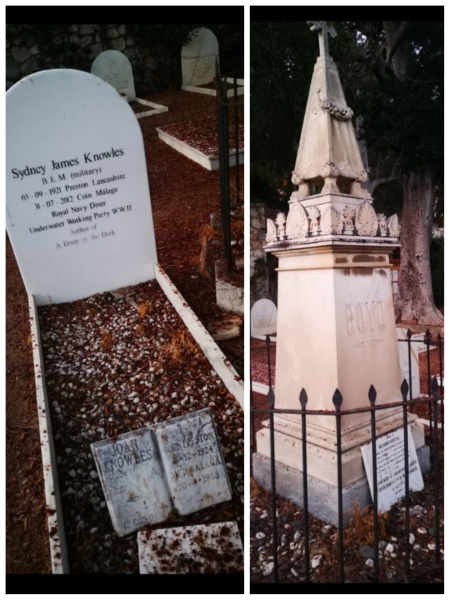 Monumento homenaje a Robert Boyd (derecha) y justo a su izquierda, lápida de Mr. Knowles.